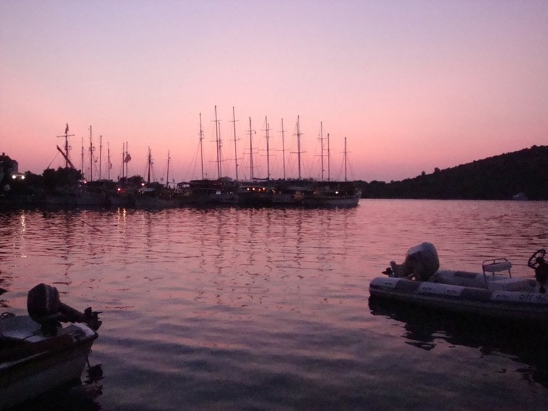Mljet harbour at sunset