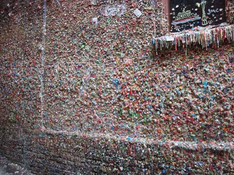 Wall of chewing gum