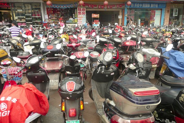 A bike lot in Chunxi Lu