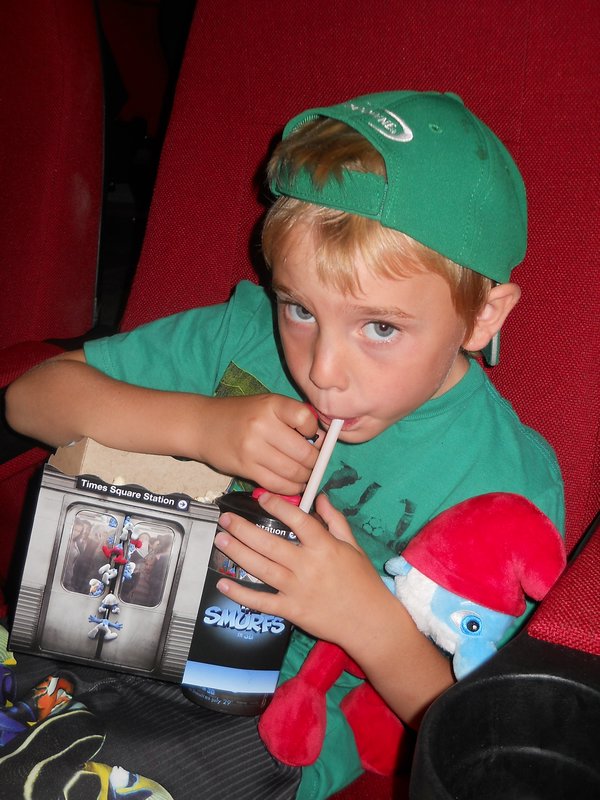 Cooper at the Smurf movie...