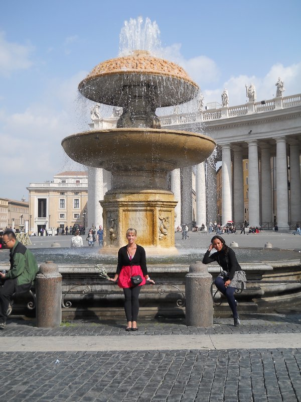 Relaxing in front of the Vatican at the fountain