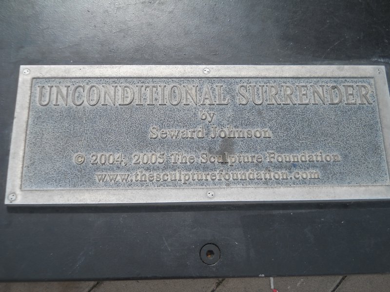 The plaque for 'Unconditional Surrender" statue