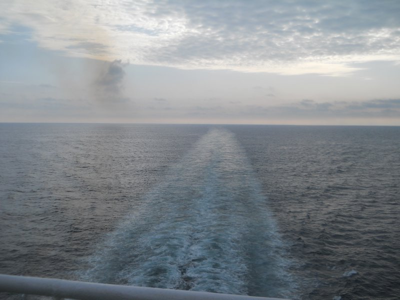 Nice shot of the wake from the ship