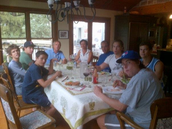 Having dinner at my bro's with all the boys, and Momma Marianne