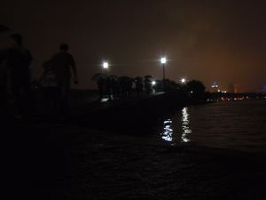 Hangzhou causeway by night