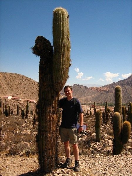 Barry hugging a cactus