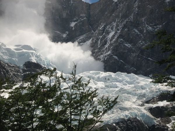 Calving glacier, Valle Frances, Torres del Paine