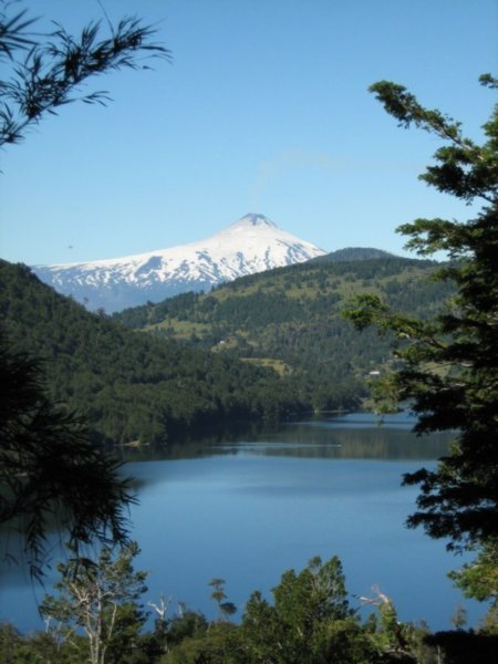 View of Volcan Villarrica from Hurquehue National Park