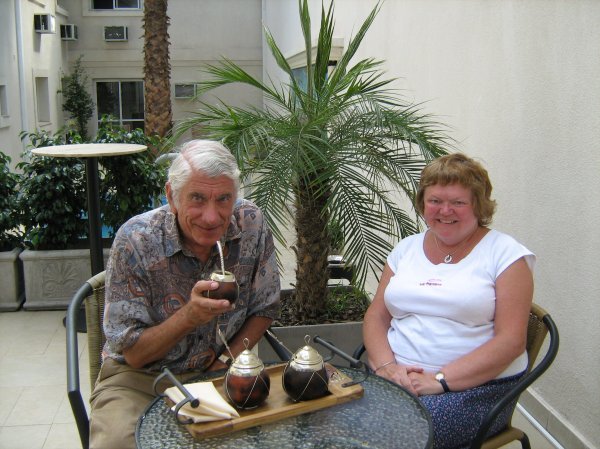 Mum and Dad trying out Argentinian "Mate"