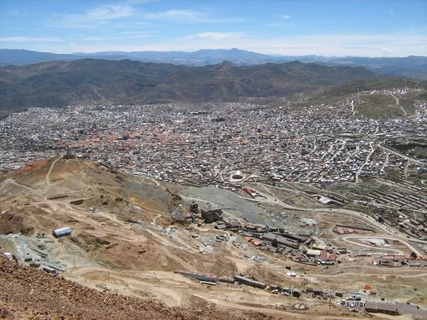 View of Potosi from halfway up Cerro Rico