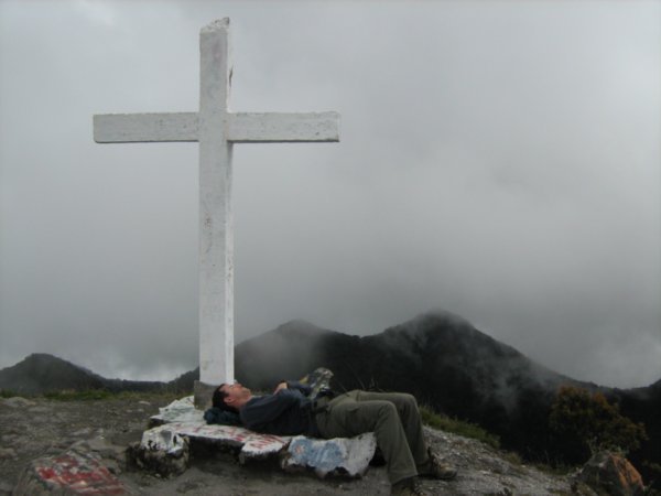 Barry taking a 'power nap' on the summit of Volcan Baru!