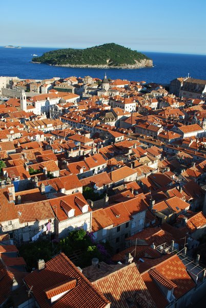 Dubrovnik and Lokrum Island in the evening light