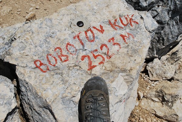 My foot at the summit of Bobotov Kuk