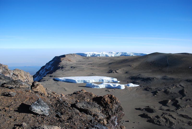 View into the crater from the summit of Kili