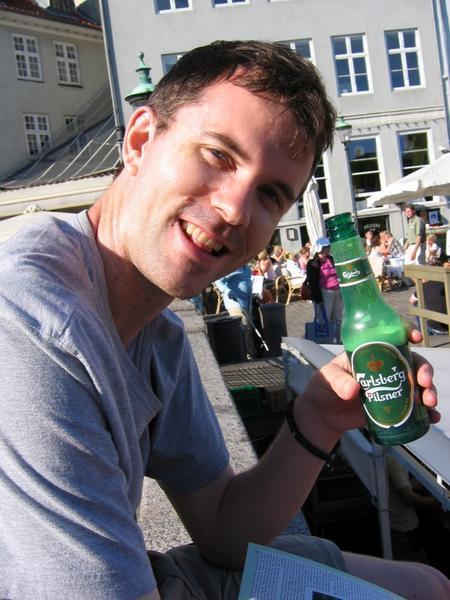 Enjoying a beer in Nyhavn