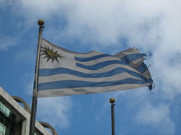 Uruguayan flag on Plaza Independiente