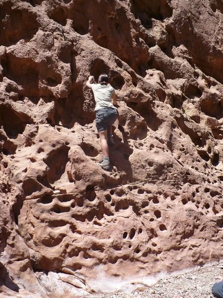 Impromptu rock climbing in Tupiza Canyon