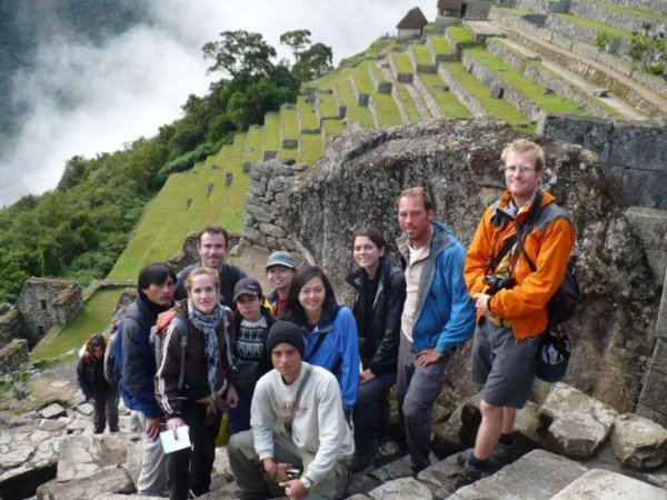 Group pose at Machu Picchu