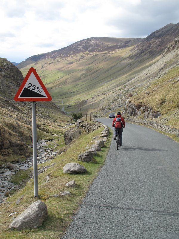 Steep descent down the Honister Pass