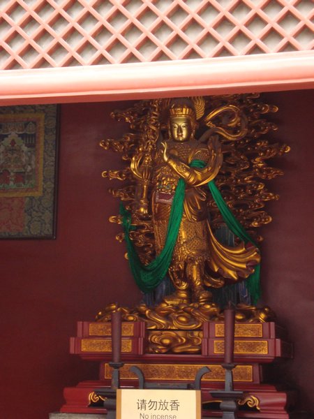 A statue at the Llama Temple