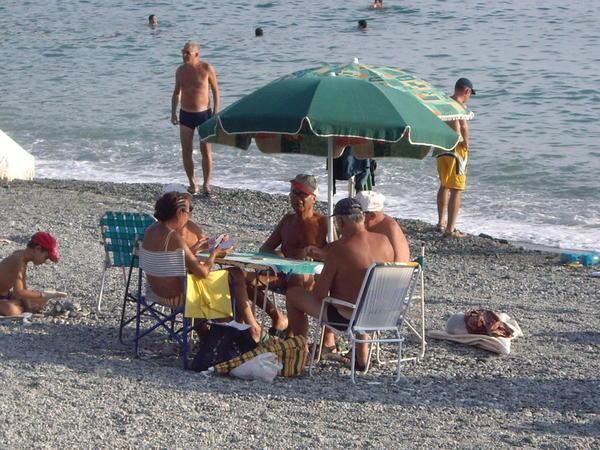 Playing cards on the beach