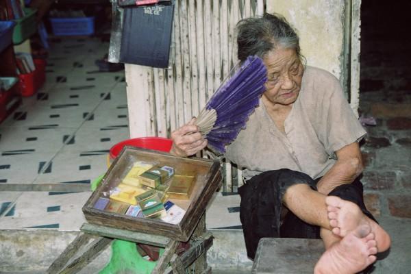 Old lady selling cigarettes
