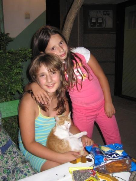 Valeria and Vladi... with the cat