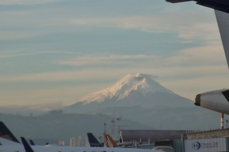 Quito:A Rare view of Mount Cotopaxi from the airport