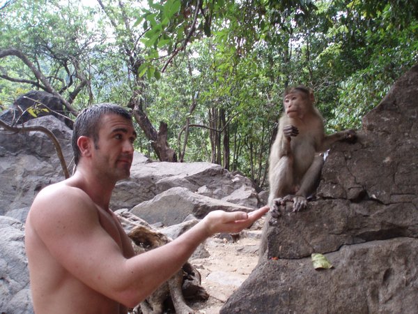 Me feeding a monkey
