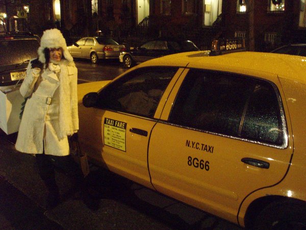 With a New York taxi
