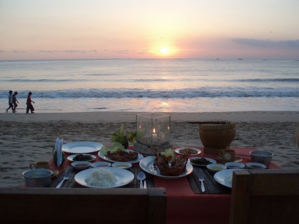 Our sunset dinner on Jimbaran beach
