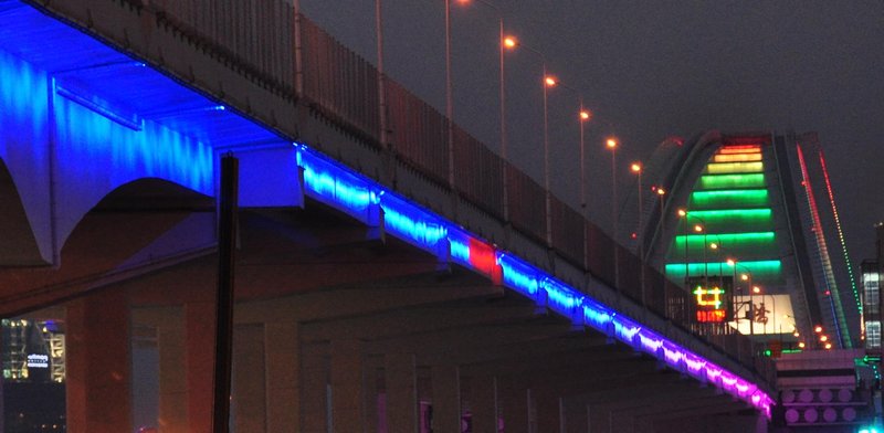 Lupu Bridge at night from Expo