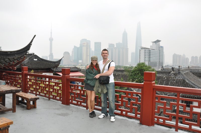On top of a building at the Yu Yuan Garden