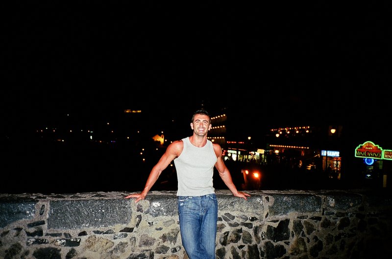 Me posing by the sea at night