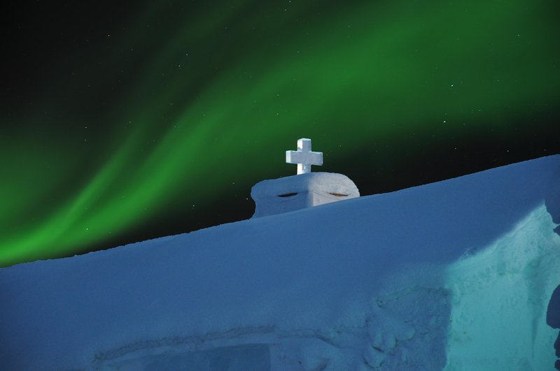 Northern lights above our church