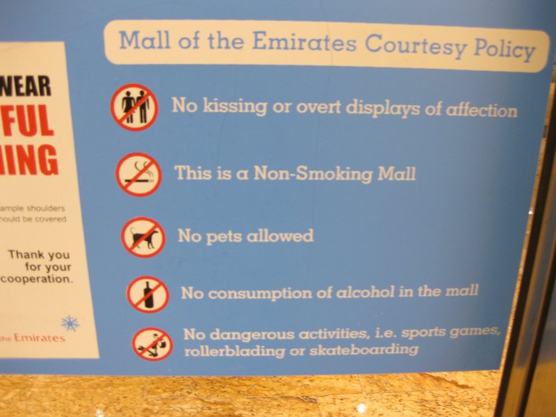 A sign at The Mall of The Emirates.