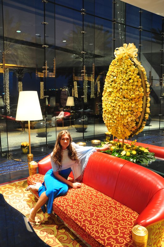 Nikki in the lobby at The Burj Al Arab
