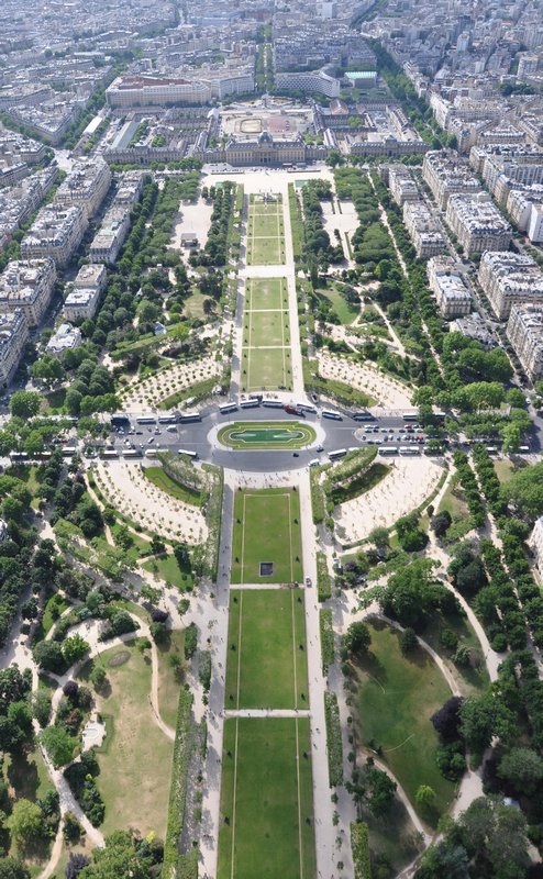 View of Champ De Mars from The Eiffel Tower