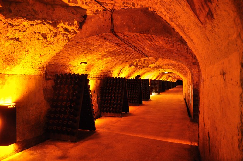 Inside a cellar of the Moet house