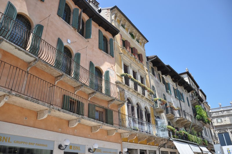 The buildings along Piazza Erbe