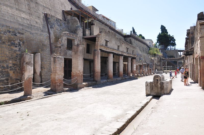 A main street in Herculaneum with Ercolano sat on top.