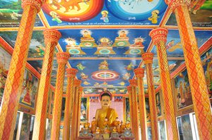 Inside a Buddhist temple
