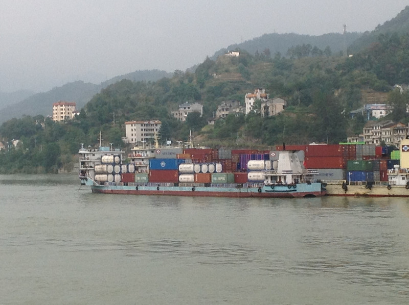 Container ship heading up the Yangtze