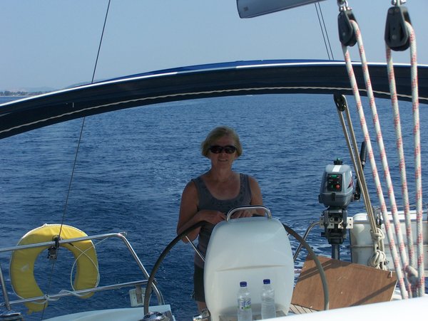 Sheila at the helm
