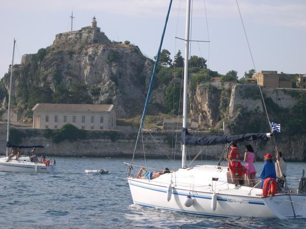 Sailing into Corfu Town