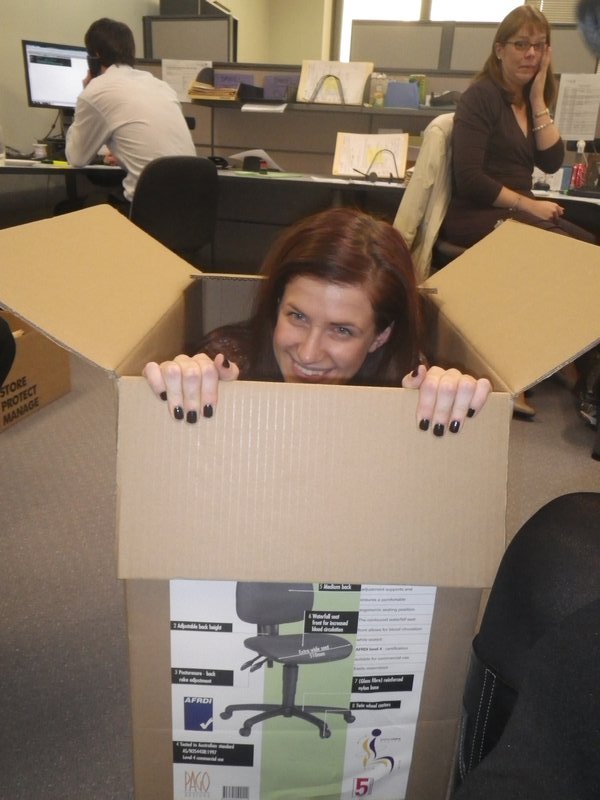 Janelle is happy in the box