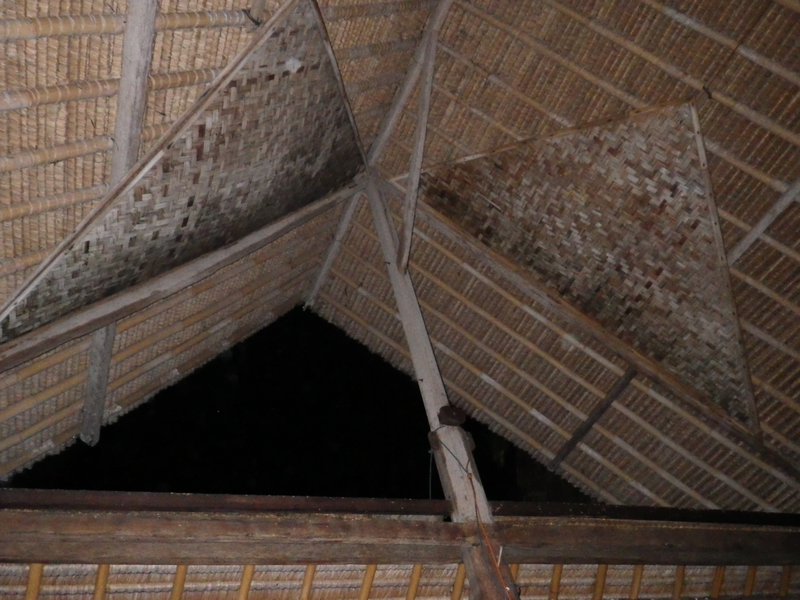 looking through the roof of Topi Inn at the stars