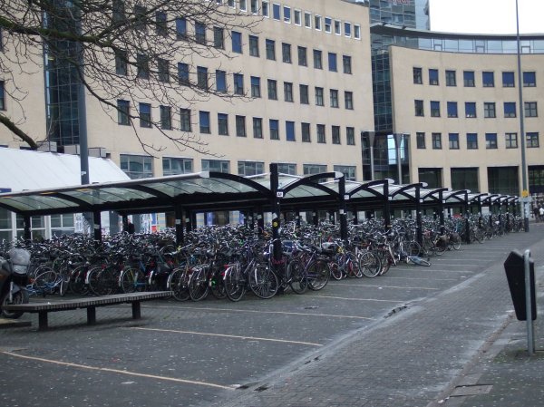 A parking lot...for bikes. You see this everywhere in Holland