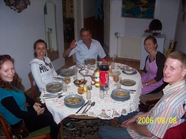 At Miranda's host family... eating!