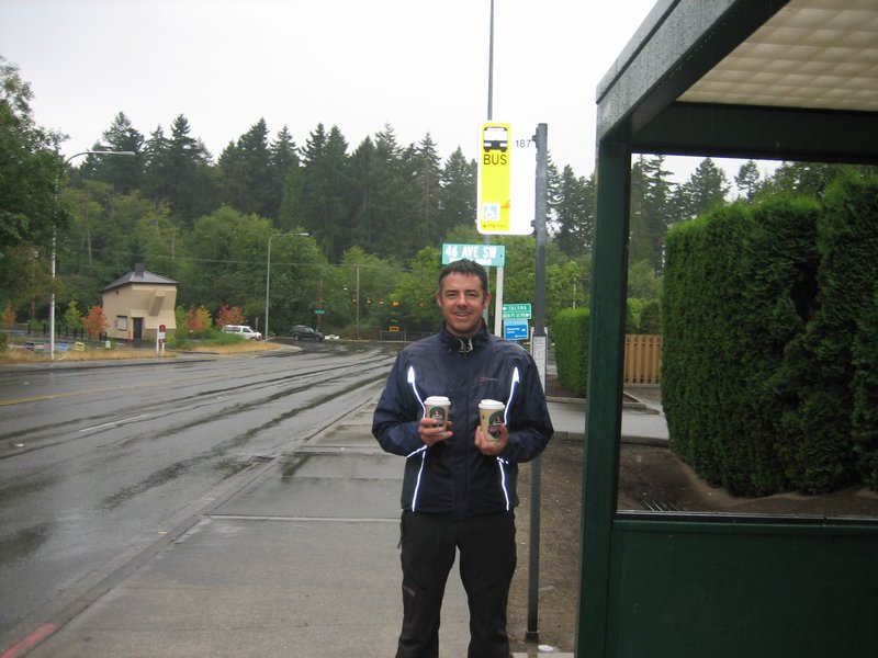 Waiting for the bus into Seattle on a cold, wet Tuesday morning.